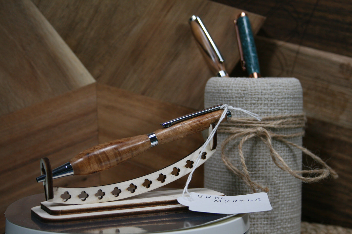 Slimline Burl Myrtle Ballpoint Pen – Where Exotic Wood Meets Artisan Precision