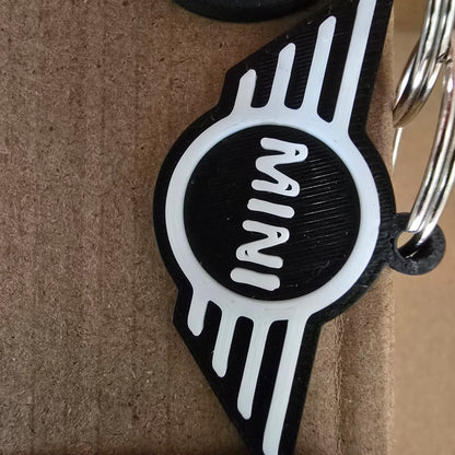 3D-Printed Car Badge Key Ring – Black & White Edition