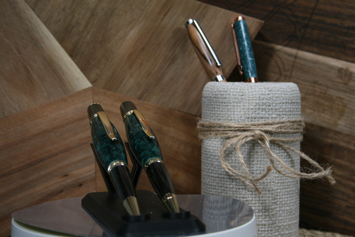 dark green ballpoint pen and pencil set