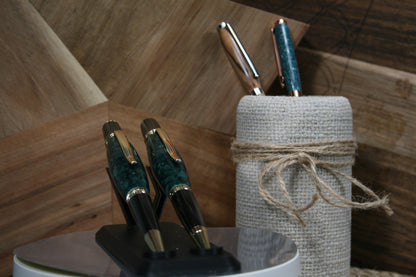dark green ballpoint pen and pencil set