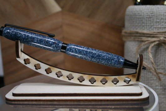 Slimline Blue Speckle Ballpoint Pen – A Hand-Turned Statement of Craft and Character